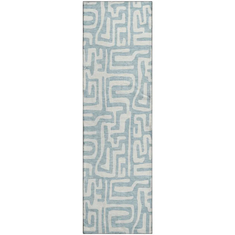 Luxury Washable Indoor/Outdoor The Reserve Denim 2\'3\" x 7\'6\" Runner Rug