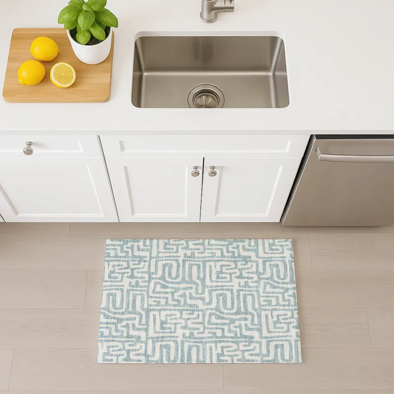 Luxury Washable Indoor/Outdoor The Reserve Denim 1\'8\" x 2\'6\" Rug