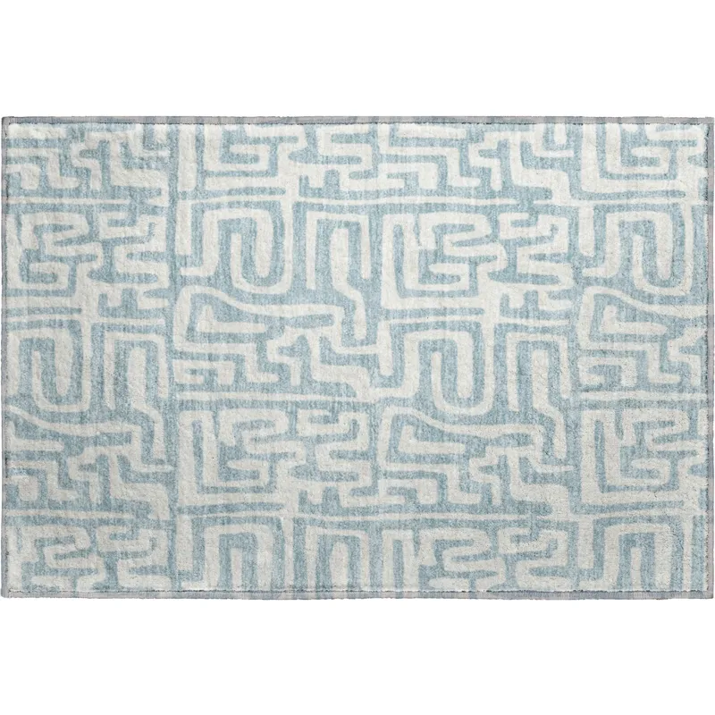 Luxury Washable Indoor/Outdoor The Reserve Denim 1\'8\" x 2\'6\" Rug