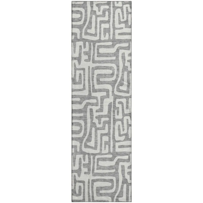 Luxury Washable Indoor/Outdoor The Reserve Gray 2\'3\" x 7\'6\" Runner Rug