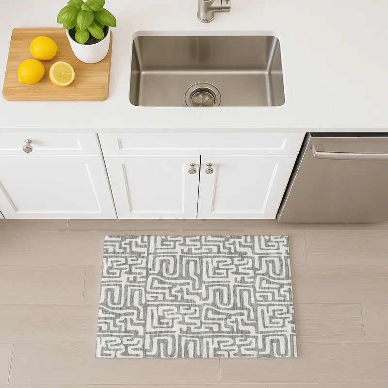 Luxury Washable Indoor/Outdoor The Reserve Gray 1\'8\" x 2\'6\" Rug
