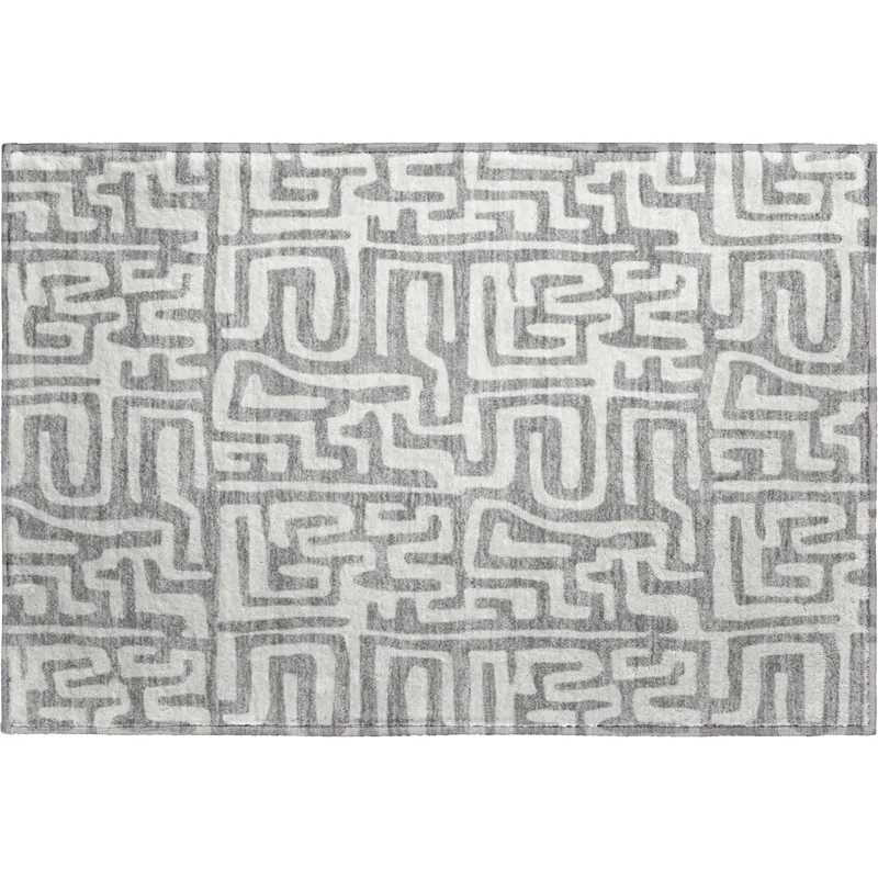 Luxury Washable Indoor/Outdoor The Reserve Gray 1\'8\" x 2\'6\" Rug