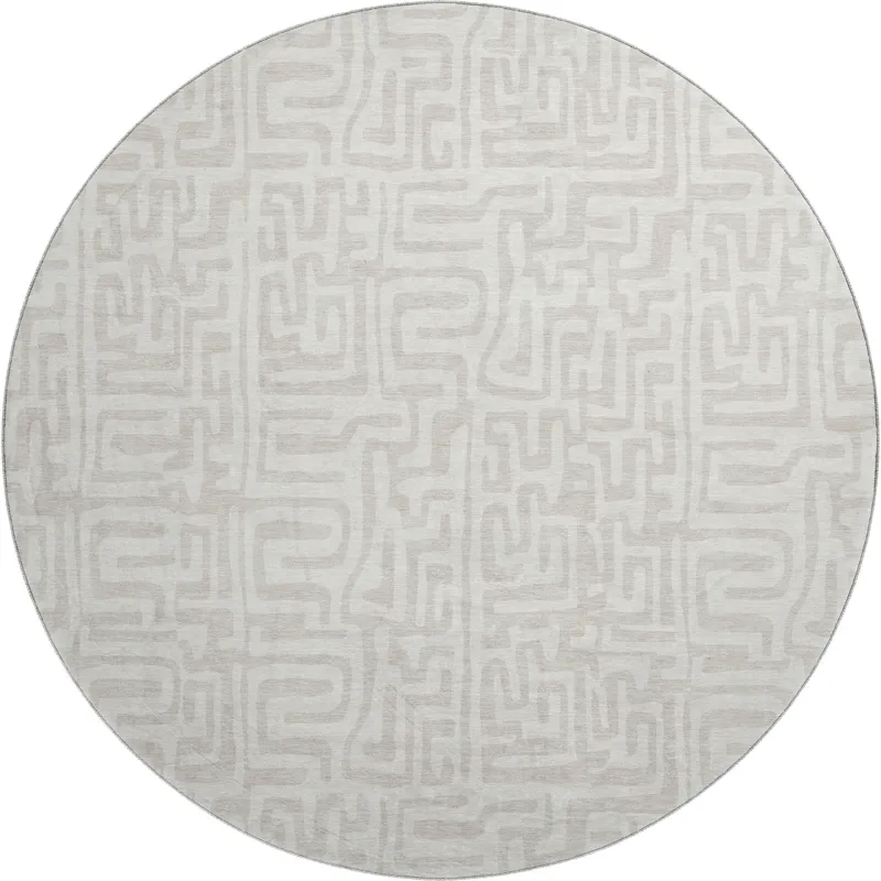 Luxury Washable Indoor/Outdoor The Reserve Ivory 8\' x 8\' Round Rug