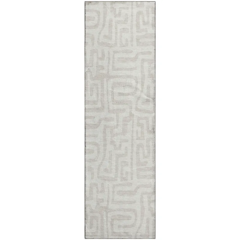 Luxury Washable Indoor/Outdoor The Reserve Ivory 2\'3\" x 7\'6\" Runner Rug
