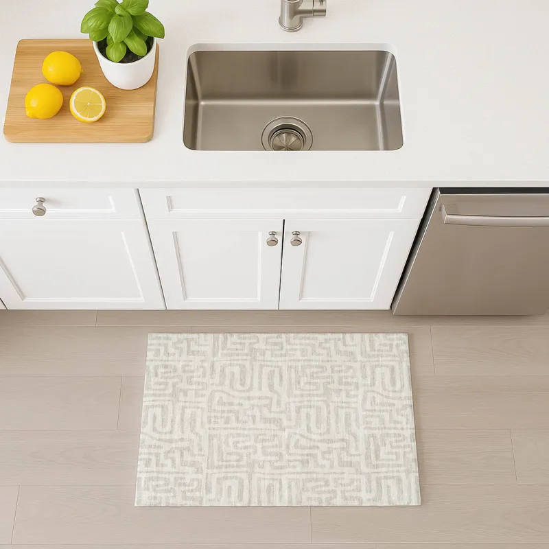 Luxury Washable Indoor/Outdoor The Reserve Ivory 1\'8\" x 2\'6\" Rug