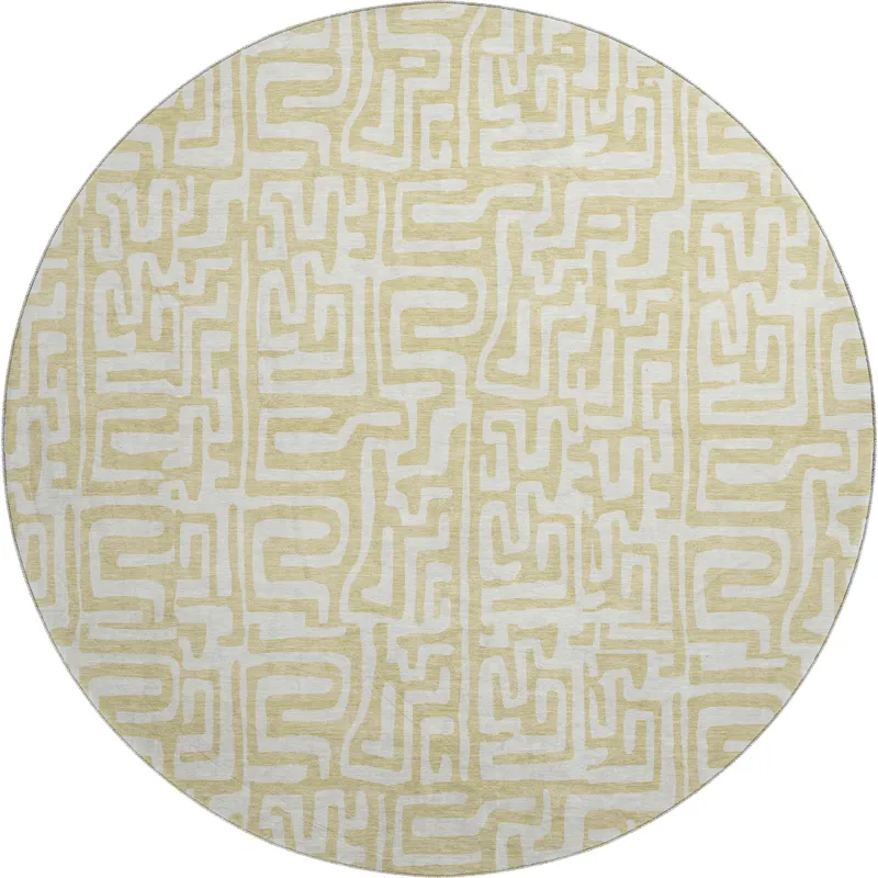 Luxury Washable Indoor/Outdoor The Reserve Wheat 8\' x 8\' Round Rug
