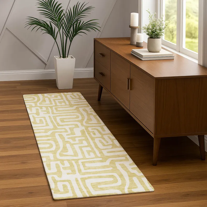 Luxury Washable Indoor/Outdoor The Reserve Wheat 2\'3\" x 7\'6\" Runner Rug