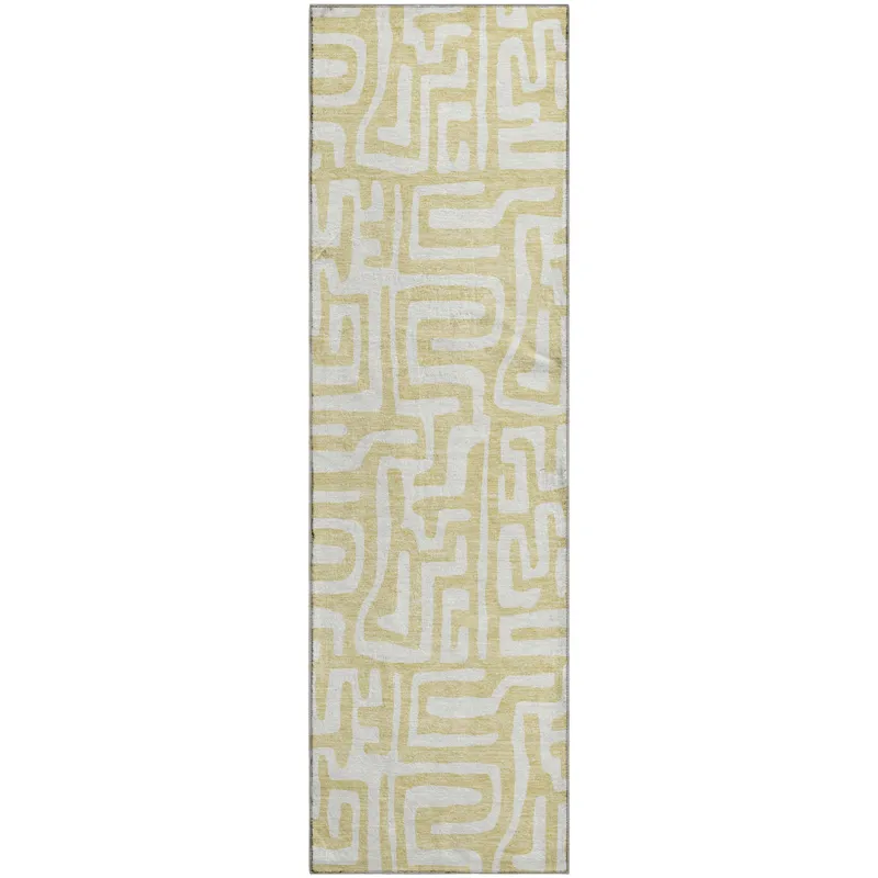 Luxury Washable Indoor/Outdoor The Reserve Wheat 2\'3\" x 7\'6\" Runner Rug