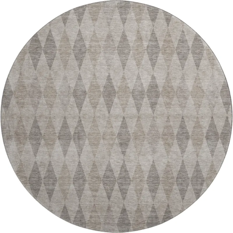 Luxury Washable Indoor/Outdoor The Reserve Beige 8\' x 8\' Round Rug