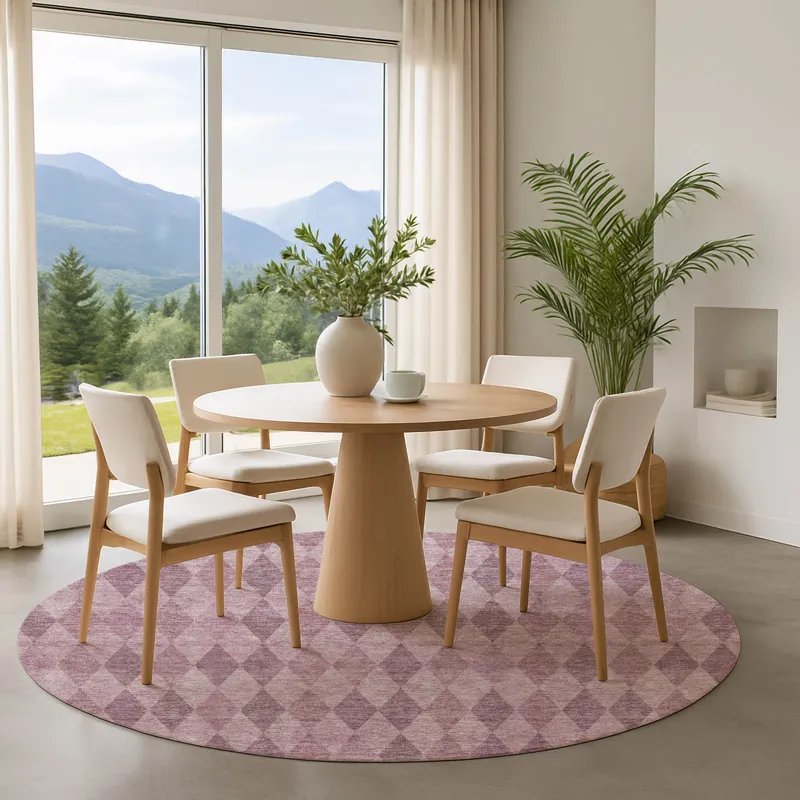 Luxury Washable Indoor/Outdoor The Reserve Blush 8\' x 8\' Round Rug