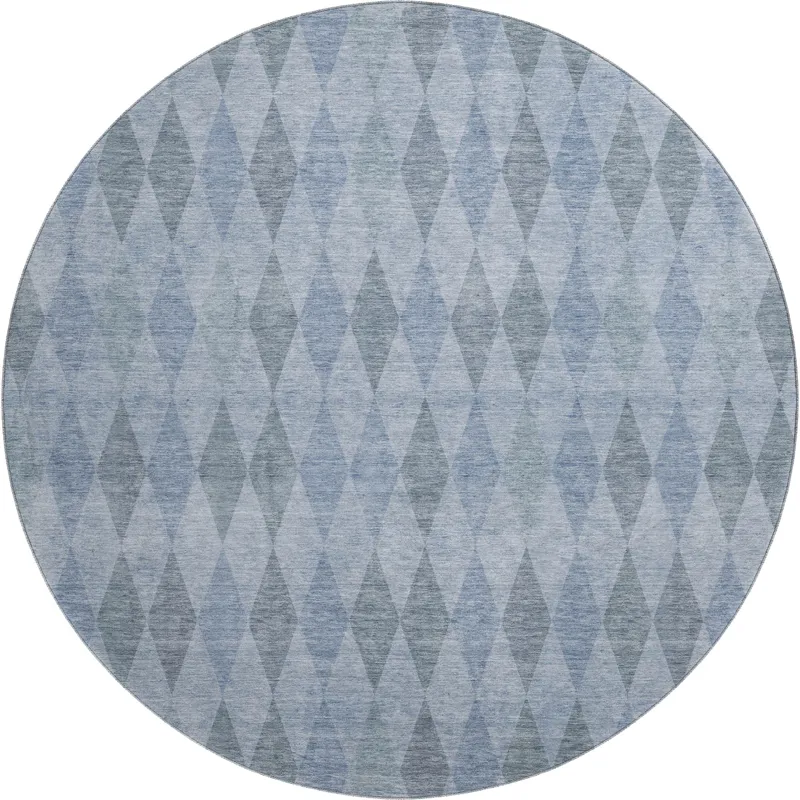 Luxury Washable Indoor/Outdoor The Reserve Denim 8\' x 8\' Round Rug