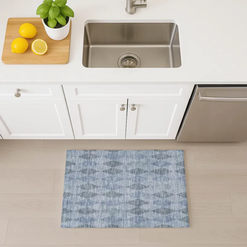 Luxury Washable Indoor/Outdoor The Reserve Denim 1\'8\" x 2\'6\" Rug