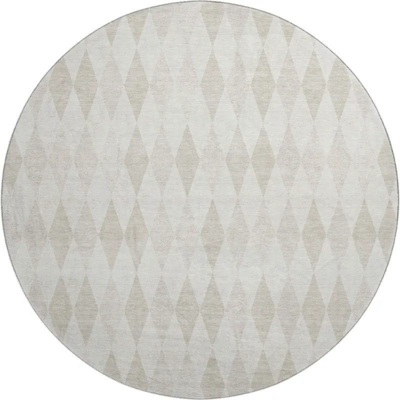Luxury Washable Indoor/Outdoor The Reserve Ivory 8\' x 8\' Round Rug
