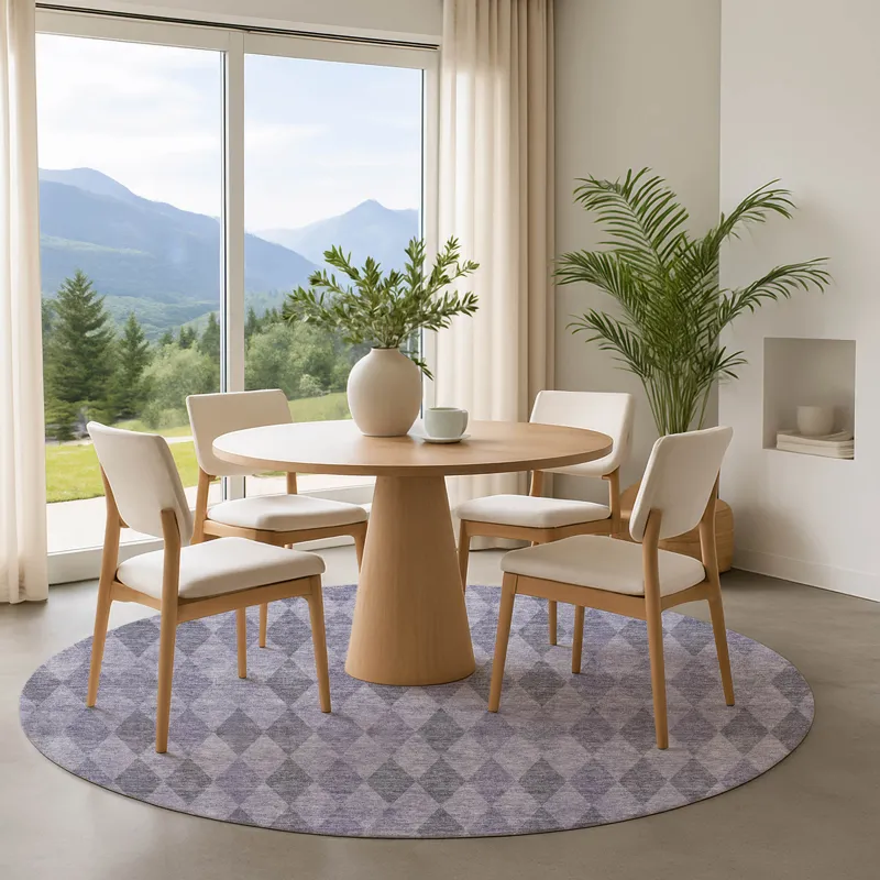 Luxury Washable Indoor/Outdoor The Reserve Lavender 8\' x 8\' Round Rug
