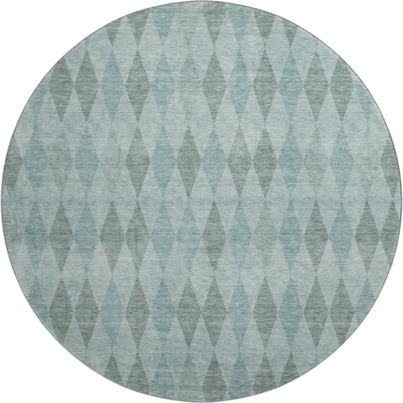 Luxury Washable Indoor/Outdoor The Reserve Teal 8\' x 8\' Round Rug