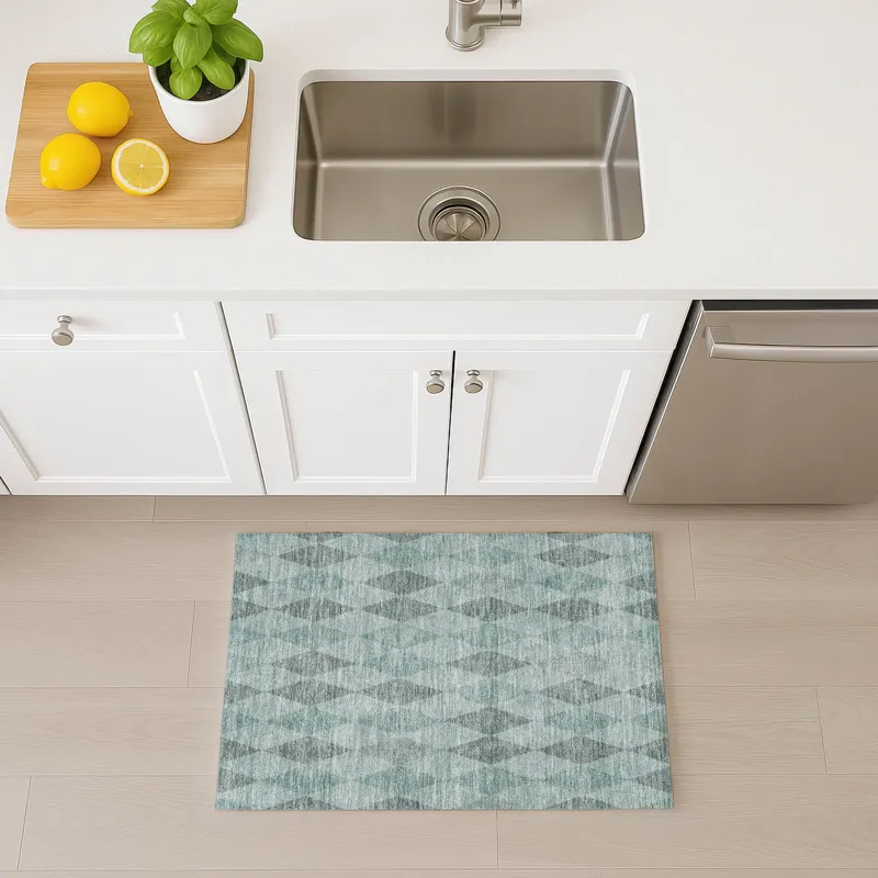 Luxury Washable Indoor/Outdoor The Reserve Teal 1\'8\" x 2\'6\" Rug