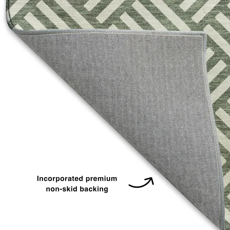 Luxury Washable Indoor/Outdoor The Reserve Basil 1\'8\" x 2\'6\" Rug