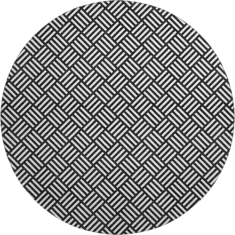 Luxury Washable Indoor/Outdoor The Reserve Black 8\' x 8\' Round Rug