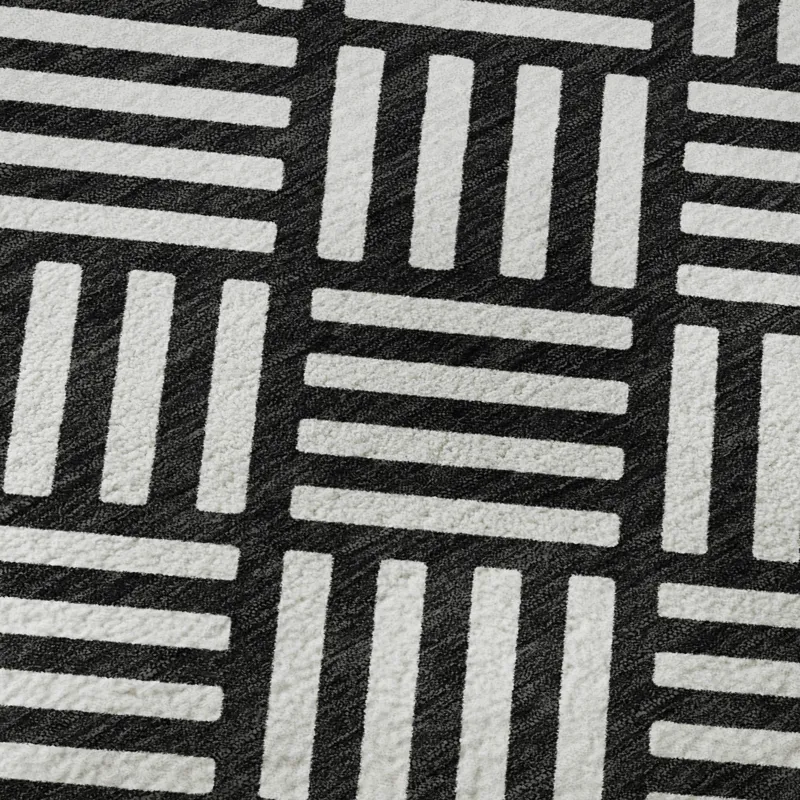 Luxury Washable Indoor/Outdoor The Reserve Black 1\'8\" x 2\'6\" Rug