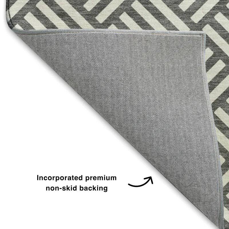 Luxury Washable Indoor/Outdoor The Reserve Charcoal 5\' x 7\'6\" Rug