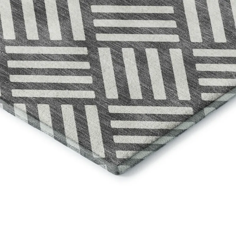 Luxury Washable Indoor/Outdoor The Reserve Charcoal 5\' x 7\'6\" Rug