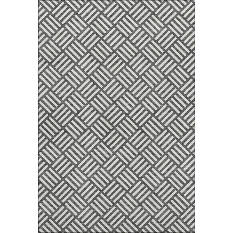 Luxury Washable Indoor/Outdoor The Reserve Charcoal 5\' x 7\'6\" Rug