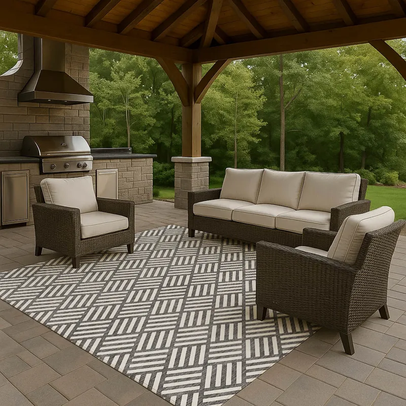 Luxury Washable Indoor/Outdoor The Reserve Charcoal 5\' x 7\'6\" Rug