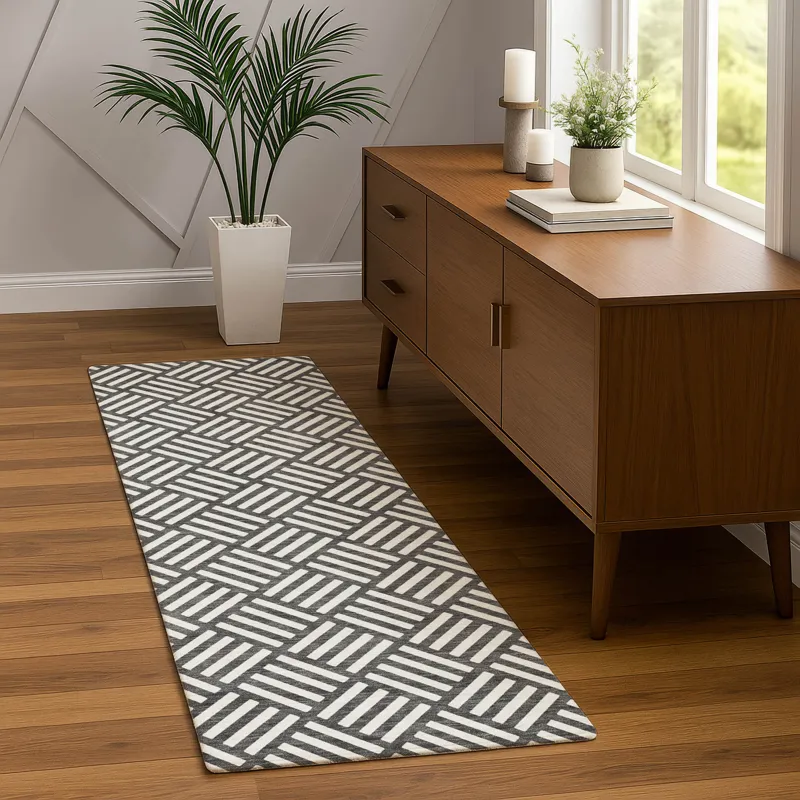 Luxury Washable Indoor/Outdoor The Reserve Charcoal 2\'3\" x 7\'6\" Runner Rug