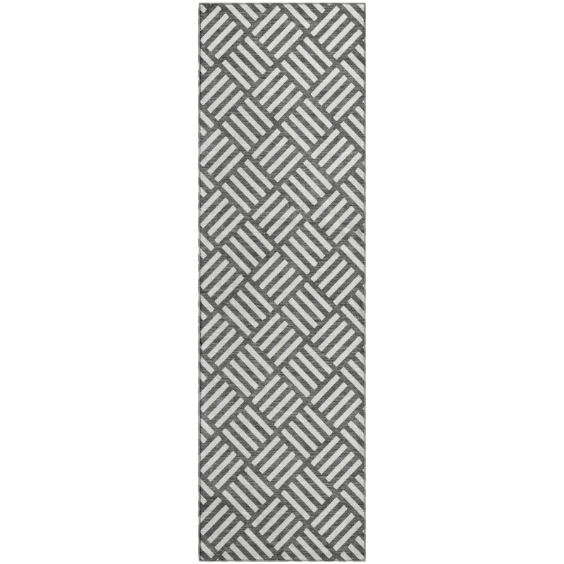 Luxury Washable Indoor/Outdoor The Reserve Charcoal 2\'3\" x 7\'6\" Runner Rug