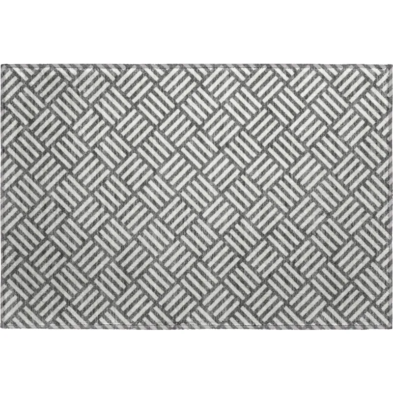 Luxury Washable Indoor/Outdoor The Reserve Charcoal 1\'8\" x 2\'6\" Rug