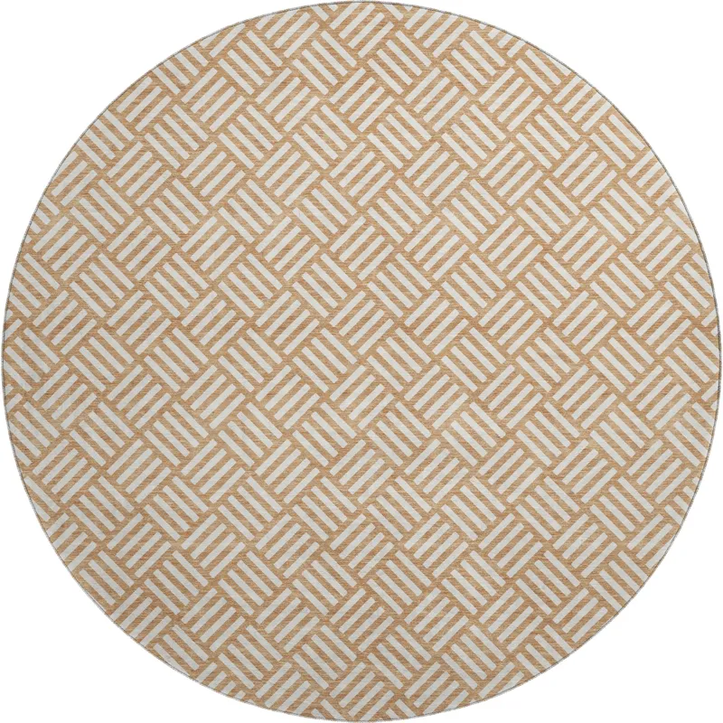 Luxury Washable Indoor/Outdoor The Reserve Copper 8\' x 8\' Round Rug