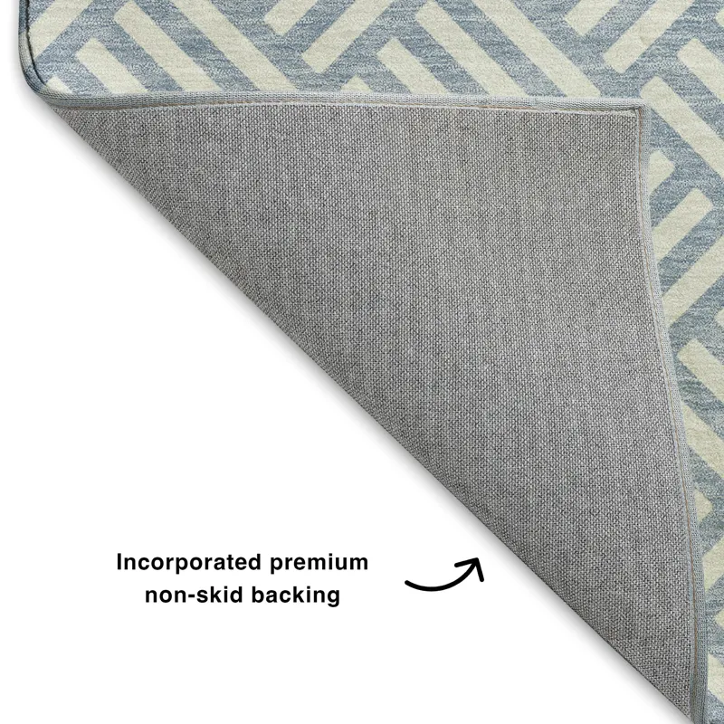 Luxury Washable Indoor/Outdoor The Reserve Denim 1\'8\" x 2\'6\" Rug