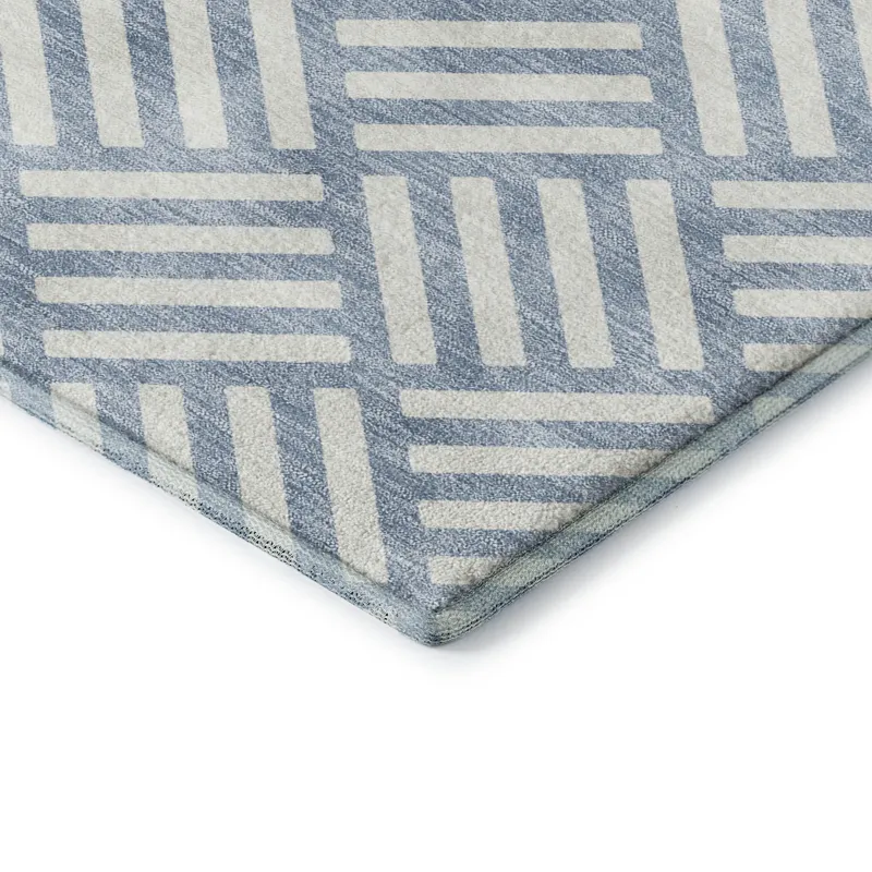 Luxury Washable Indoor/Outdoor The Reserve Denim 1\'8\" x 2\'6\" Rug