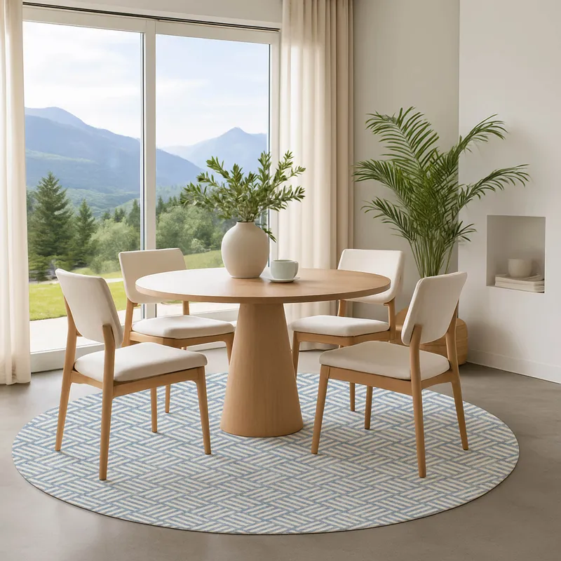 Luxury Washable Indoor/Outdoor The Reserve Denim 8\' x 8\' Round Rug