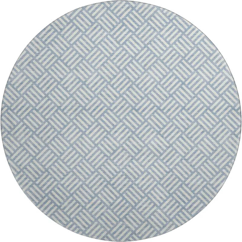 Luxury Washable Indoor/Outdoor The Reserve Denim 8\' x 8\' Round Rug