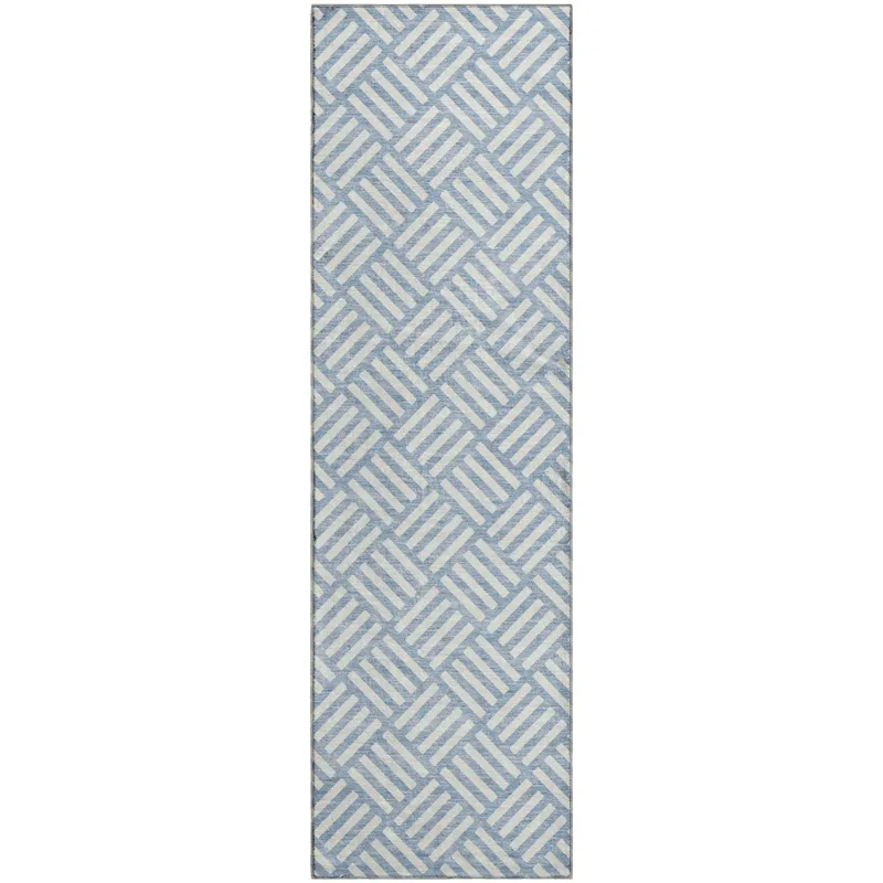 Luxury Washable Indoor/Outdoor The Reserve Denim 2\'3\" x 7\'6\" Runner Rug