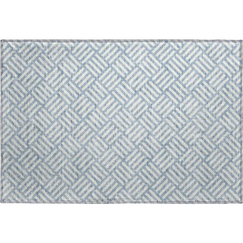 Luxury Washable Indoor/Outdoor The Reserve Denim 1\'8\" x 2\'6\" Rug