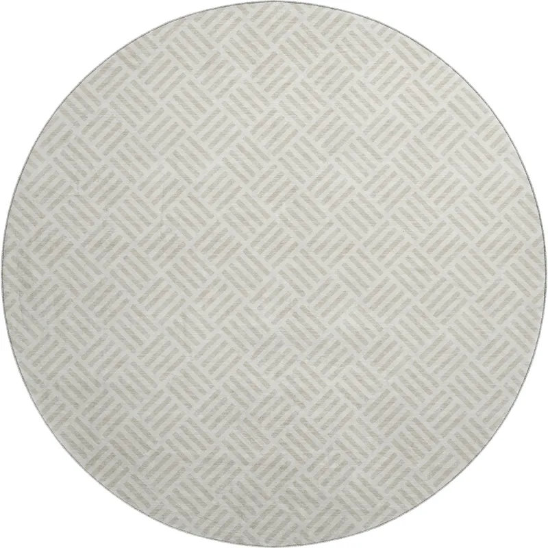 Luxury Washable Indoor/Outdoor The Reserve Ivory 8\' x 8\' Round Rug