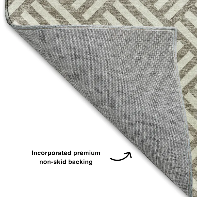 Luxury Washable Indoor/Outdoor The Reserve Taupe 1\'8\" x 2\'6\" Rug