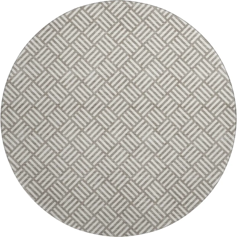 Luxury Washable Indoor/Outdoor The Reserve Taupe 8\' x 8\' Round Rug