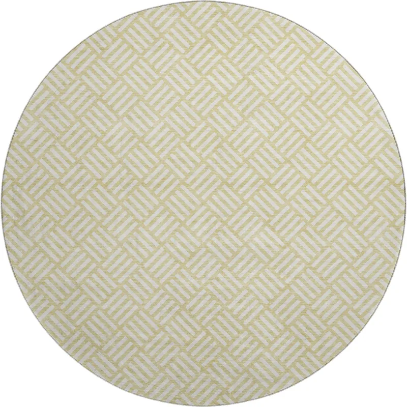 Luxury Washable Indoor/Outdoor The Reserve Wheat 8\' x 8\' Round Rug