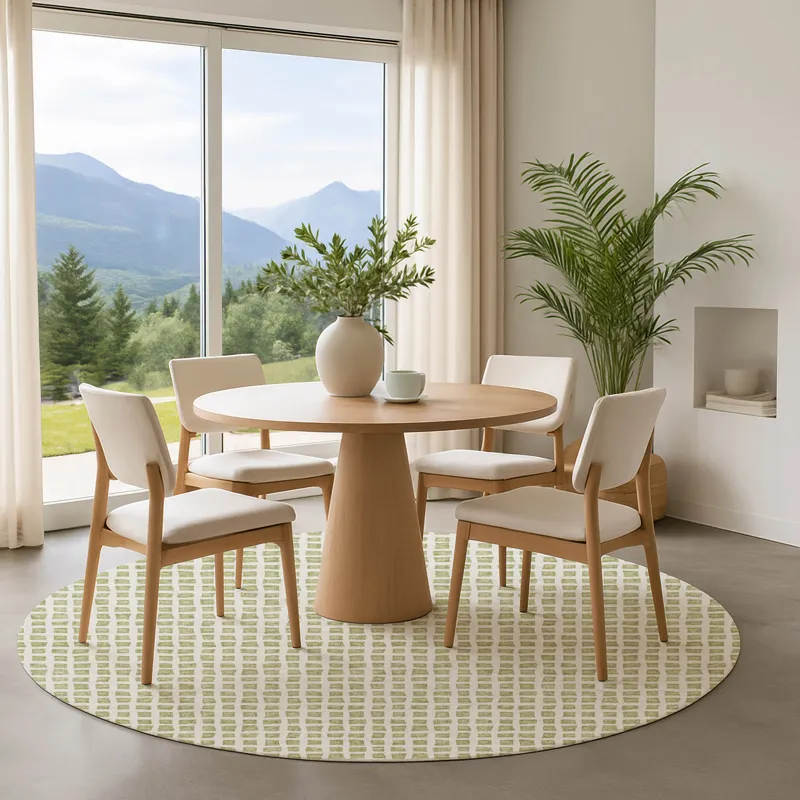 Luxury Washable Indoor/Outdoor The Reserve Aloe 8\' x 8\' Round Rug