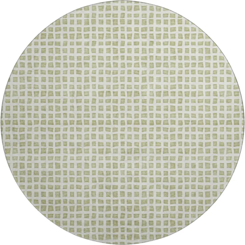 Luxury Washable Indoor/Outdoor The Reserve Aloe 8\' x 8\' Round Rug