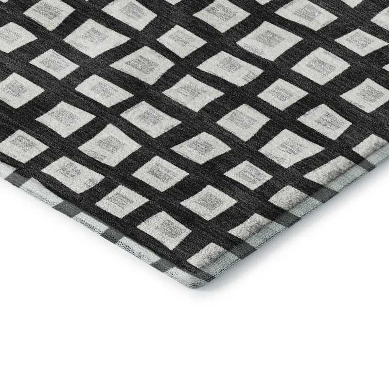 Luxury Washable Indoor/Outdoor The Reserve Black 9\' x 12\' Rug