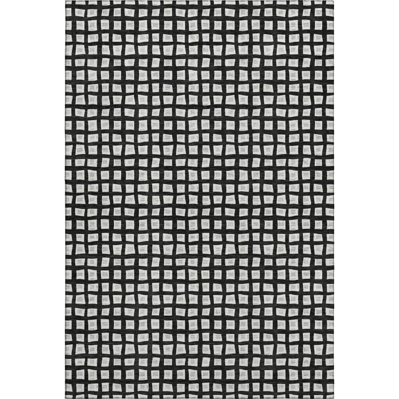 Luxury Washable Indoor/Outdoor The Reserve Black 9\' x 12\' Rug