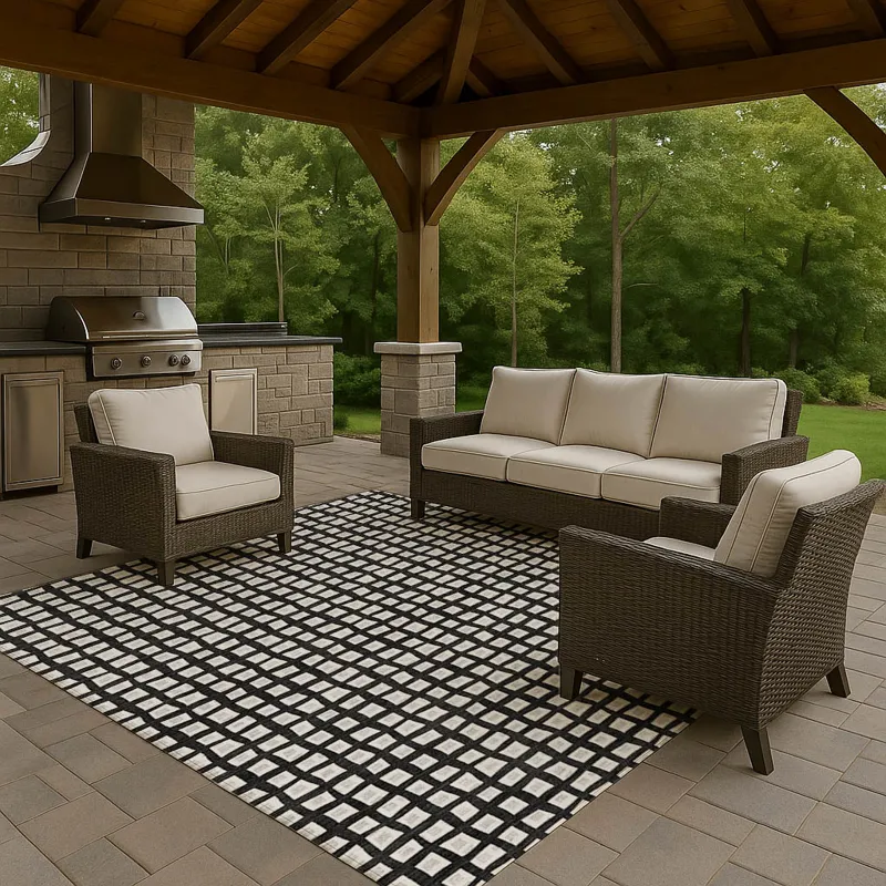 Luxury Washable Indoor/Outdoor The Reserve Black 9\' x 12\' Rug