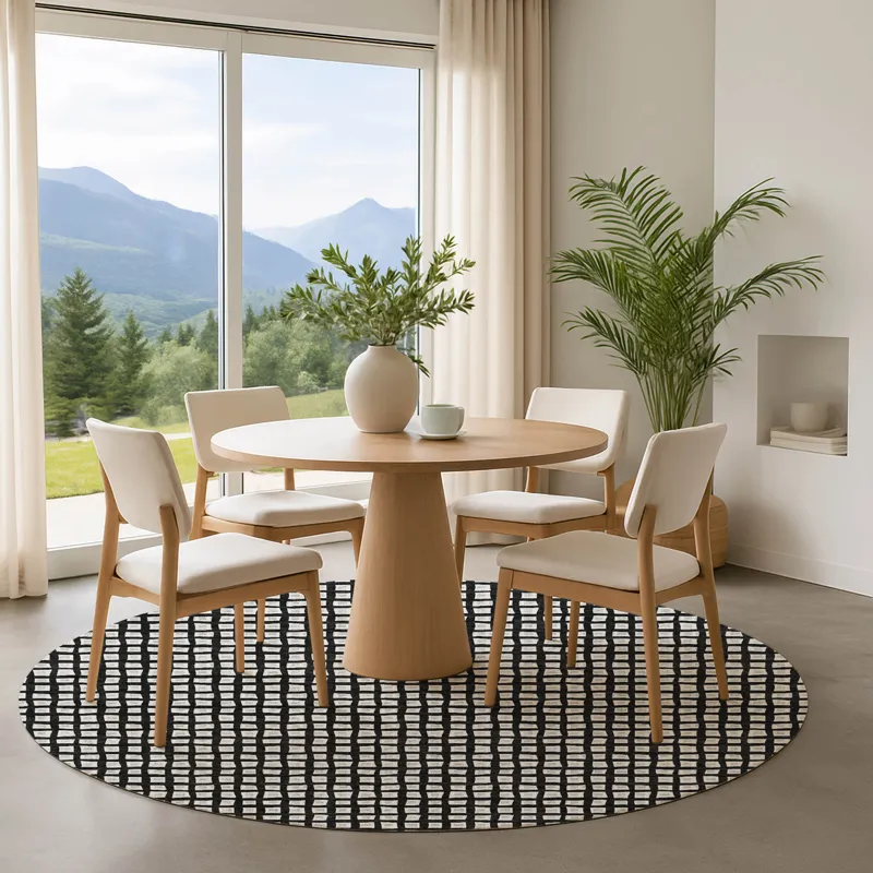 Luxury Washable Indoor/Outdoor The Reserve Black 8\' x 8\' Round Rug