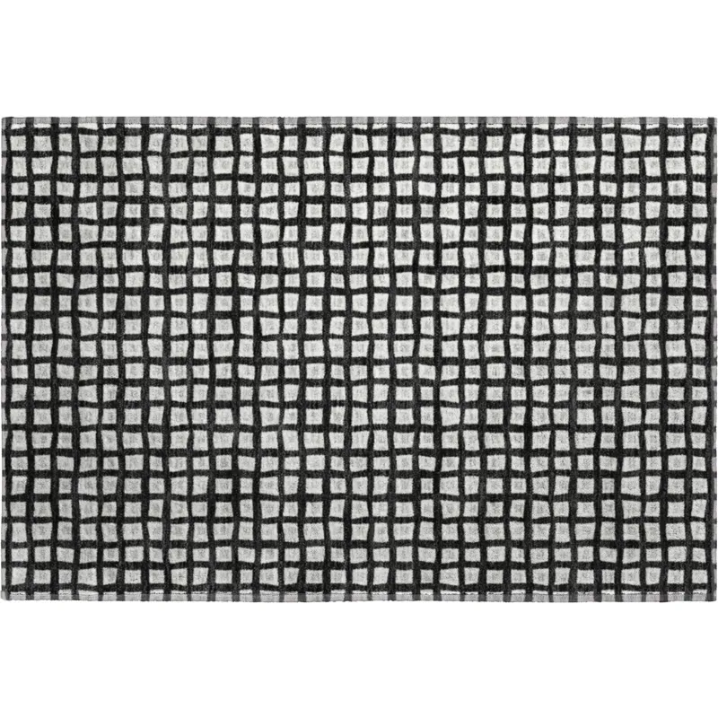 Luxury Washable Indoor/Outdoor The Reserve Black 1\'8\" x 2\'6\" Rug