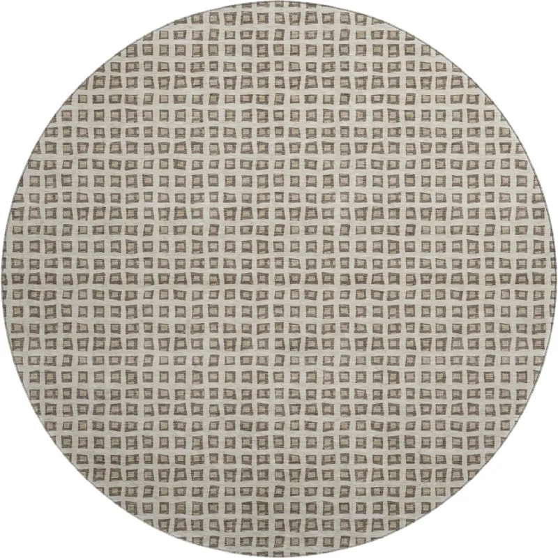 Luxury Washable Indoor/Outdoor The Reserve Brown 8\' x 8\' Round Rug