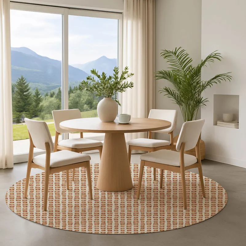 Luxury Washable Indoor/Outdoor The Reserve Copper 8\' x 8\' Round Rug